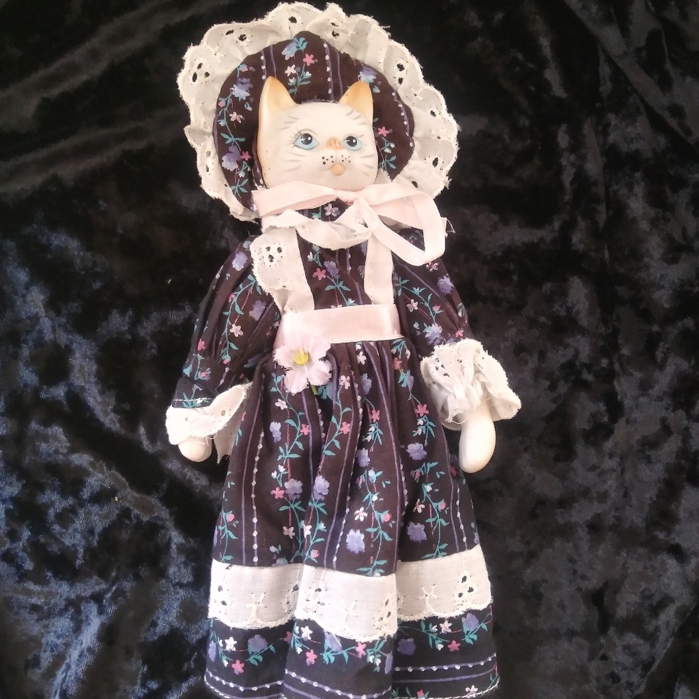 Vintage glass cat doll